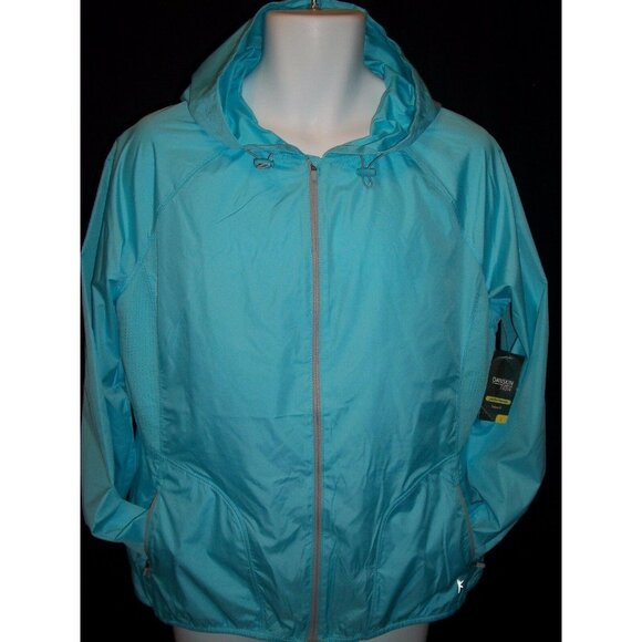 Danskin Womens Full Zip Hoodie Athletic Track Jacket Blue Neon Size 12-14 Large - Picture 3 of 11